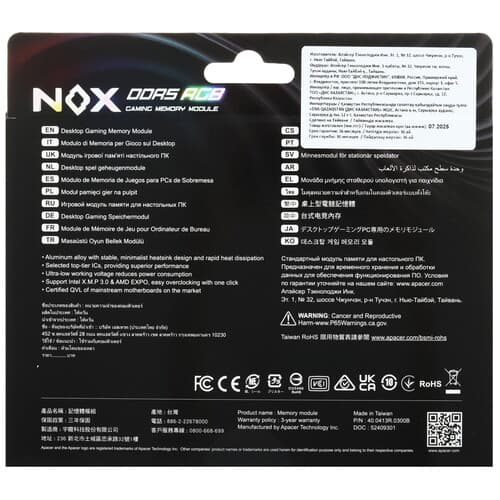 Apacer Оперативная память Apacer NOX RGB [AH5U16G60C622NBAA-1] 16 ГБ, фото 3