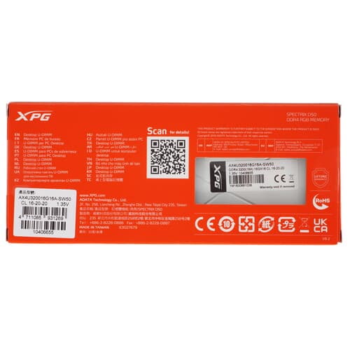 XPG (ADATA) Оперативная память ADATA XPG SPECTRIX D50 RGB [AX4U320016G16A-SW50] 16 ГБ, фото 3