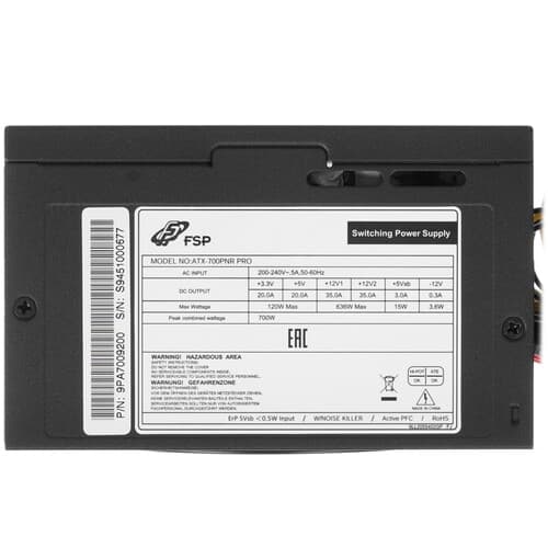 Блок питания FSP PNR PRO 700W [ATX-700PNR PRO] черный thumb 4