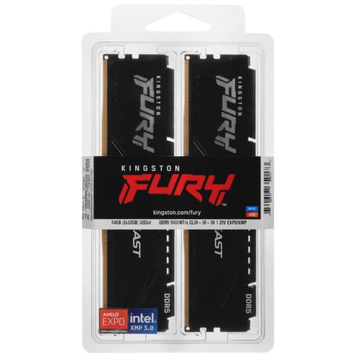 Kingston FURY Оперативная память Kingston FURY Beast Black [KF556C36BBE2K2-64] 64 ГБ, фото 5