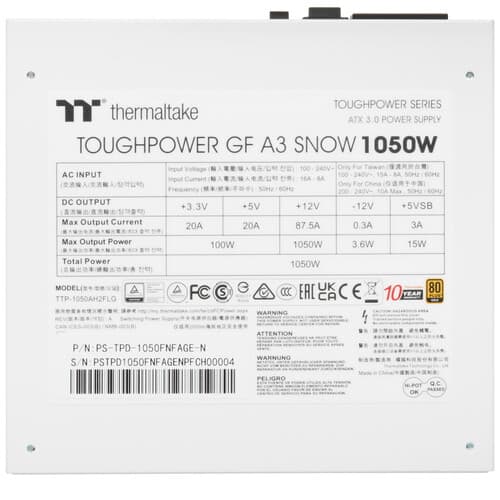 Блок питания Thermaltake Toughpower GF A3 Snow 1050W - TT Premium Edition [PS-TPD-1050FNFAGE-N] белый thumb 4
