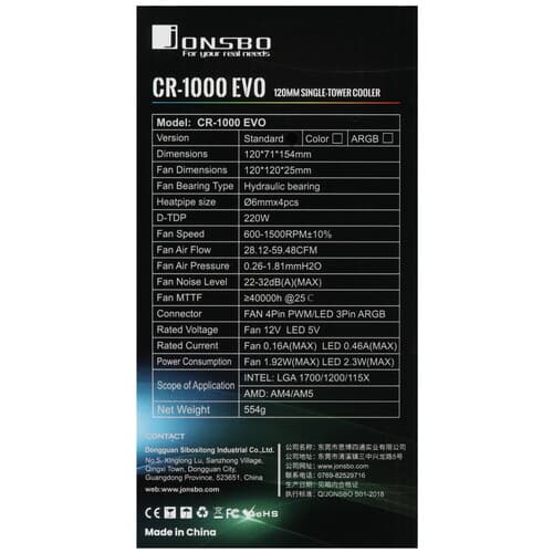 JONSBO Кулер для процессора JONSBO CR-1000 EVO [CR-1000 EVO] черный, фото 9