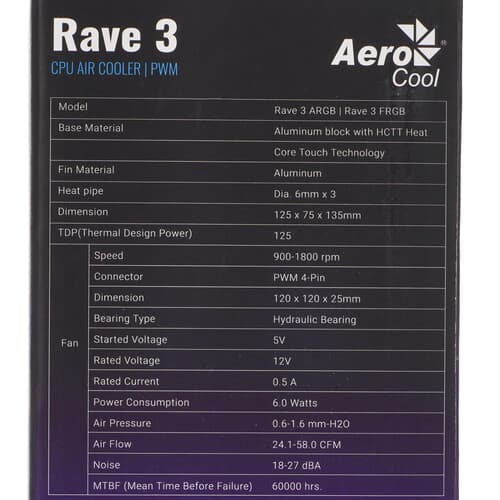 AeroCool Кулер для процессора AeroCool Rave 3 FRGB [ACTC-RV30310.01] черный, фото 10