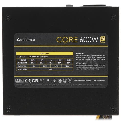 Блок питания Chieftec CORE 600W [Core BBS-600S] черный thumb 4