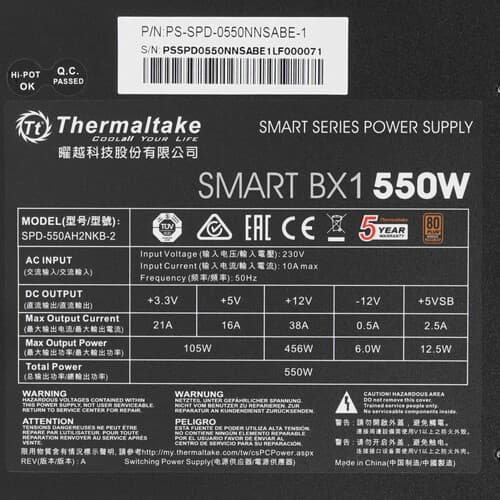 Блок питания Thermaltake Smart BX1 550W [SPD-550AH2NKB-2] черный thumb 6