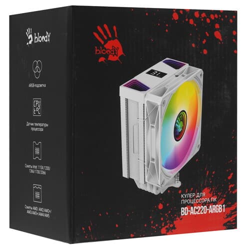 Bloody Кулер для процессора Bloody BD-AC220-ARGB1 [BD-AC220-ARGB1-WH] белый, фото 10