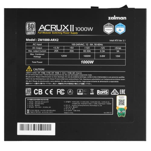 Блок питания Zalman ZM1000-ARX2 1000W [ZM1000-ARX2] черный thumb 4