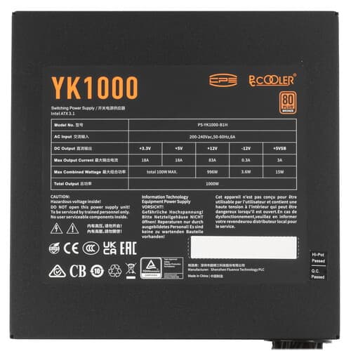 Блок питания PCCooler YK1000 [P5-YK1000-B1HWBK1-EU] черный thumb 4