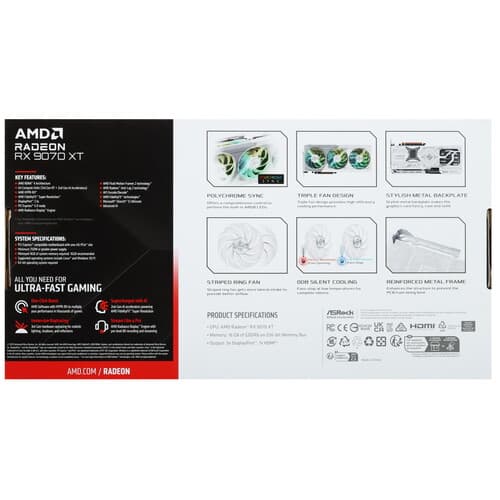 Asrock Видеокарта ASRock AMD Radeon RX 9070 XT Steel Legend [RX9070XT SL 16G], фото 9
