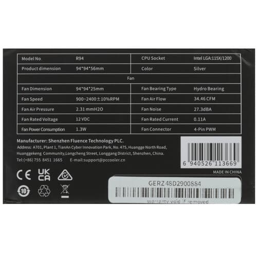 PCCooler Кулер для процессора PCCooler R94 [R94-XXNIXX-GL] черный, фото 6