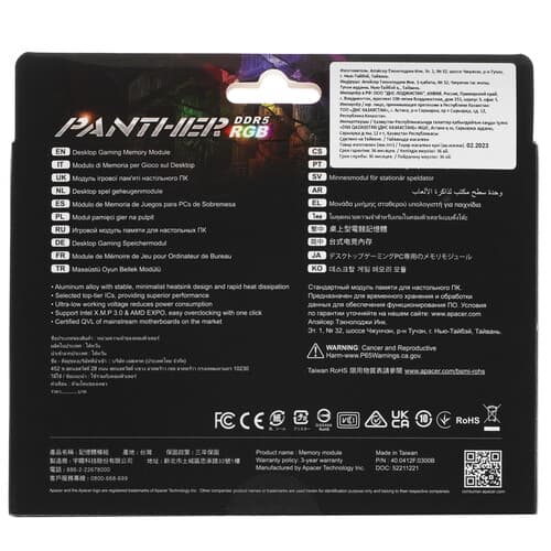 Apacer Оперативная память Apacer Panther RGB [AH5U16G56C5229BAA-1] 16 ГБ, фото 4