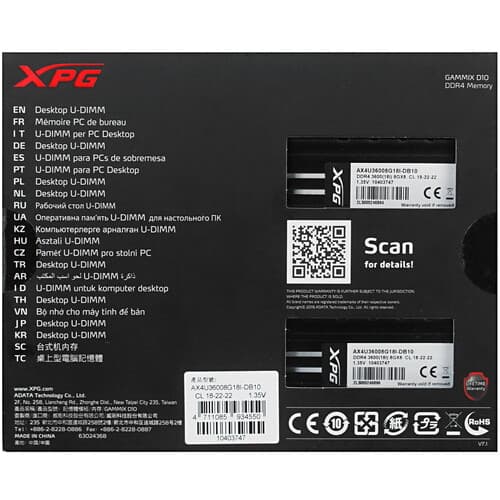 XPG (ADATA) Оперативная память ADATA XPG GAMMIX D10 [AX4U36008G18I-DB10] 16 ГБ, фото 3
