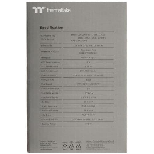 Thermaltake Кулер для процессора Thermaltake ASTRIA 400 ARGB Lighting [CL-P138-CA12SW-A] белый, фото 10
