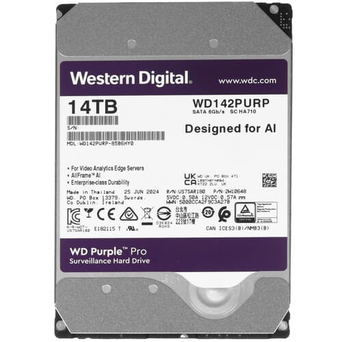 Western Digital 14 ТБ Жесткий диск WD Purple Pro Surveillance [WD142PURP]