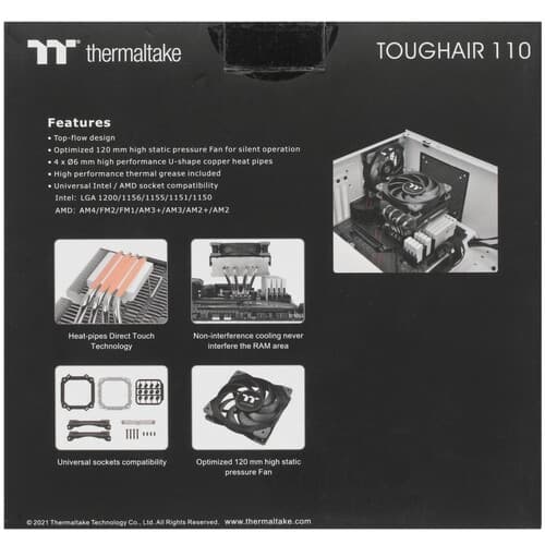 Thermaltake Кулер для процессора Thermaltake TOUGHAIR 110 [CL-P073-AL12BL-A] черный, фото 9