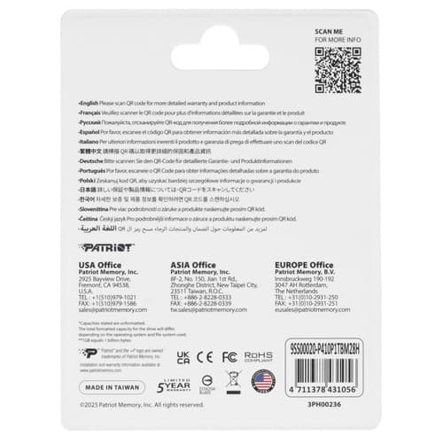 1000 ГБ M.2 NVMe накопитель Patriot P410 [P410P1TBM28H] thumb 2