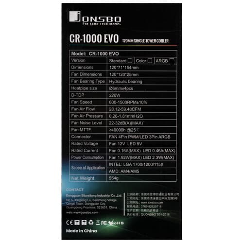 JONSBO Кулер для процессора JONSBO CR-1000 EVO ARGB [CR-1000EVOARGB] черный, фото 11