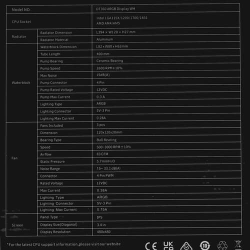 Система охлаждения PCCooler DT360 ARGB  белая thumb 10