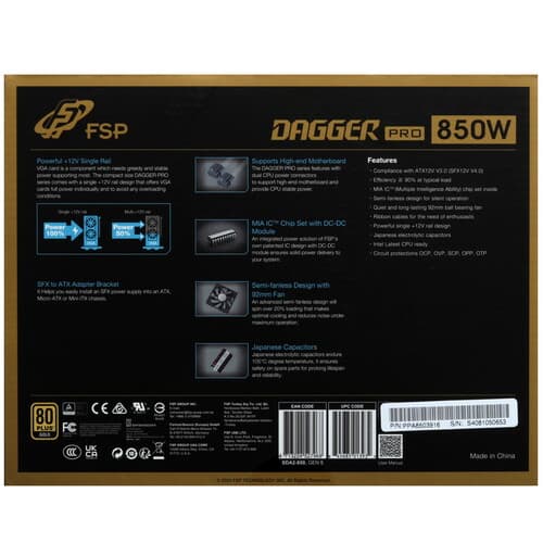 Блок питания FSP DAGGER PRO ATX3.0(PCIe5.0) 850W [PPA8503916] черный thumb 8