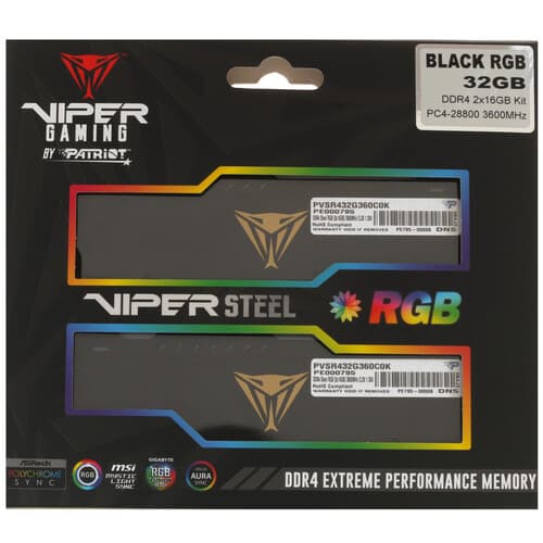 Patriot Memory Оперативная память Patriot Viper Steel RGB [PVSR432G360C0K] 32 ГБ, фото 5