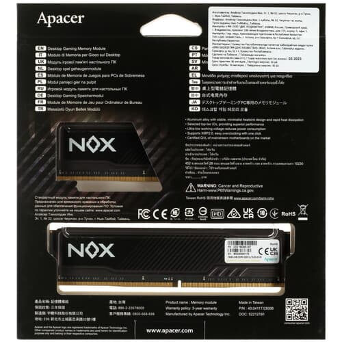 Apacer Оперативная память Apacer NOX [AH4U32G32C28YMBAA-2] 32 ГБ, фото 3