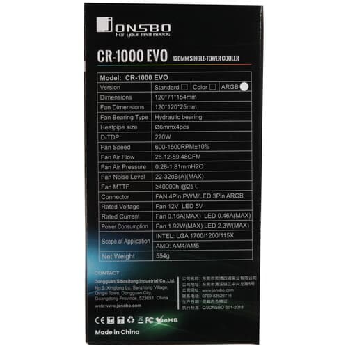 JONSBO Кулер для процессора JONSBO CR-1000 EVO ARGB White [CR-1000 EVO ARGB White] белый, фото 11