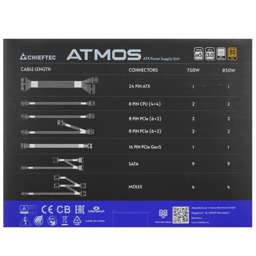 Блок питания Chieftec ATMOS 750W [CPX-750FC] черный thumb 8