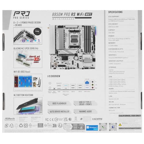 Материнская плата ASRock B850M Pro RS WiFi White thumb 9