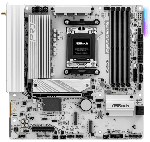 Материнская плата ASRock B850M Pro RS WiFi White thumb 1