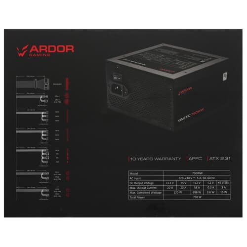 Блок питания ARDOR GAMING KINETIC 750WW  черный thumb 7