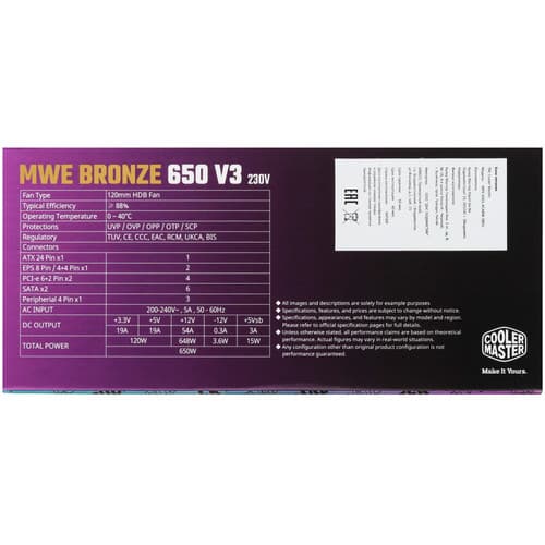 Блок питания Cooler Master MWE Bronze 650 V3 230V [MPE-6501-ACABW-3BEU] черный thumb 7