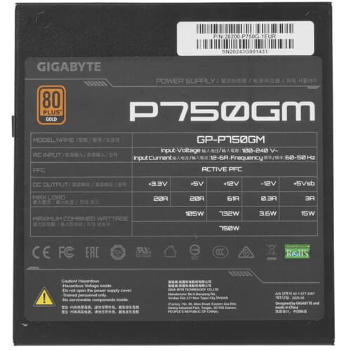Блок питания GIGABYTE P750GM [28200-P750G-1EUR] черный thumb 4