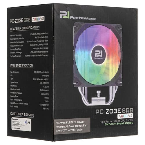 PentaWave Кулер для процессора PentaWave PC-Z03E SRB ARGB V2 [PC-Z03ESRBARGBV2] черный, фото 11
