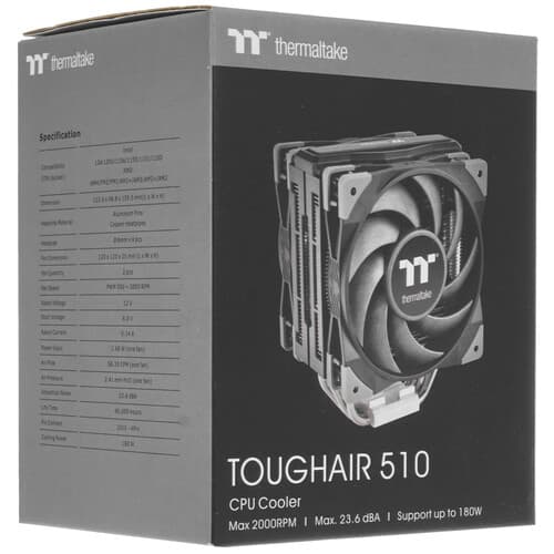 Thermaltake Кулер для процессора Thermaltake TOUGHAIR 510 [CL-P075-AL12BL-A] черный, фото 9