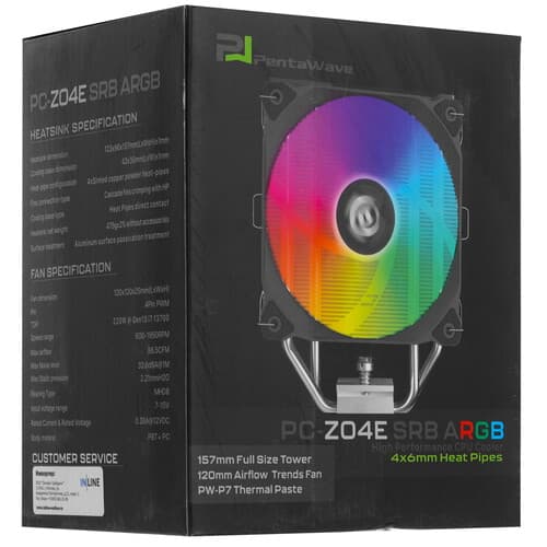 PentaWave Кулер для процессора PentaWave PC-Z04E SRB ARGB [PC-Z04ESRBARGBPWM] черный, фото 11