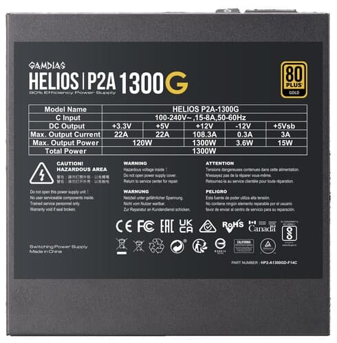Блок питания GAMDIAS HELIOS P2A-1300G [16223-02940-10001-G] черный thumb 14