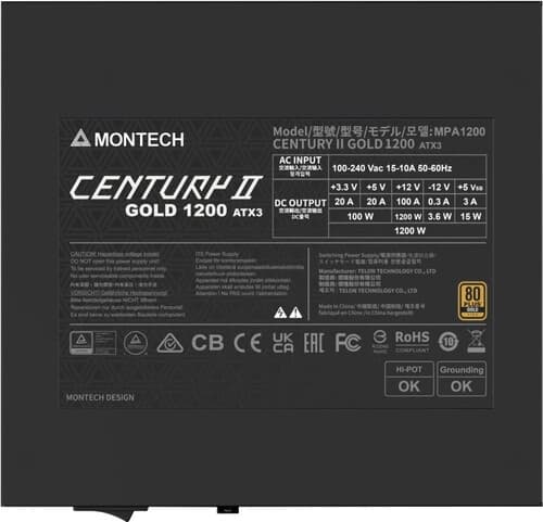 Блок питания Montech CENTURY II 1200W  серый, черный thumb 13