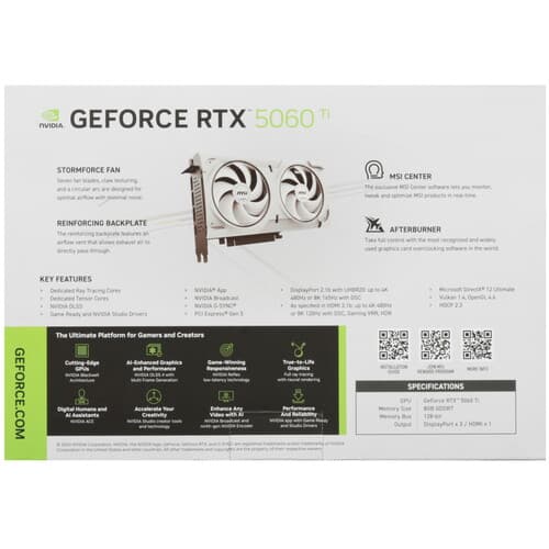MSI Видеокарта MSI GeForce RTX 5060 Ti VENTUS 2X PLUS [RTX 5060 Ti 8G VENTUS 2X WHITE PLUS], фото 9