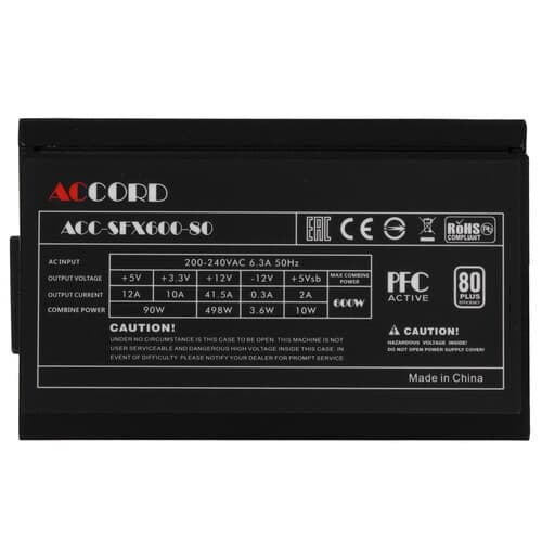 Блок питания Accord ACC-SFX600-80  черный thumb 4