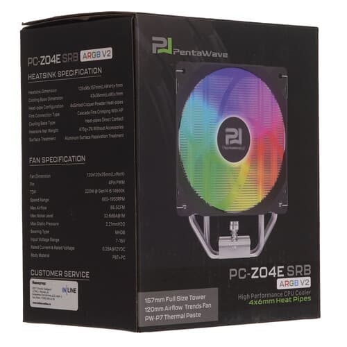 PentaWave Кулер для процессора PentaWave PC-Z04E SRB ARGB V2 [PC-Z04ESRBARGBV2] черный, фото 13