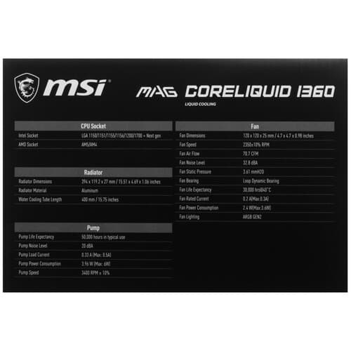 Система охлаждения MSI MAG CORELIQUID I360 черная thumb 10