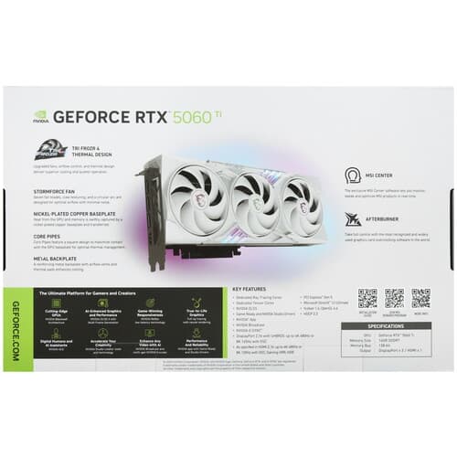MSI Видеокарта MSI GeForce RTX 5060 Ti GAMING TRIO WHITE OC [RTX 5060 Ti 16G GAMING TRIO OC WHITE], фото 11