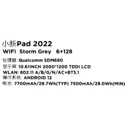 Lenovo 10.6" Планшет Lenovo Xiaoxin Pad 2022 Wi-Fi 128 ГБ серый, фото 14