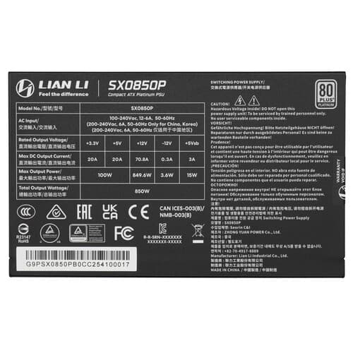 Блок питания LIAN LI SX 850P [G9P.SX0850P.B000.RU] черный thumb 4