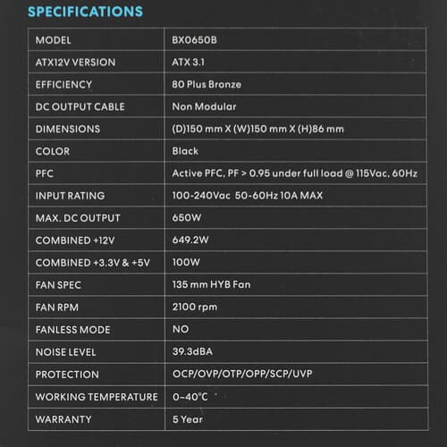 Блок питания LIAN LI BX 650B [G9P.BX0650B.B000.RU] черный thumb 8