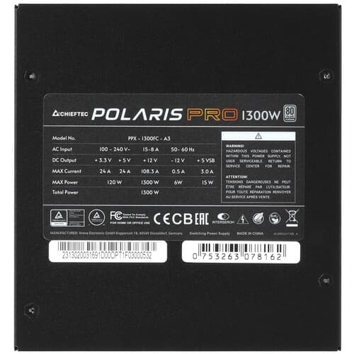 Блок питания Chieftec Polaris Pro 1300W [PPX-1300FC-A3] черный thumb 4