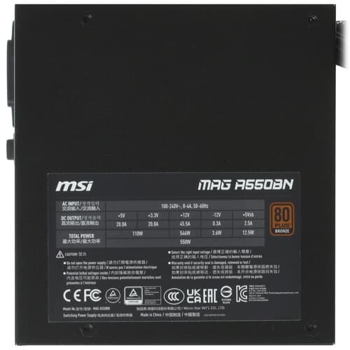Блок питания MSI MAG A550BN [306-7ZP2A19-CE0] черный thumb 4
