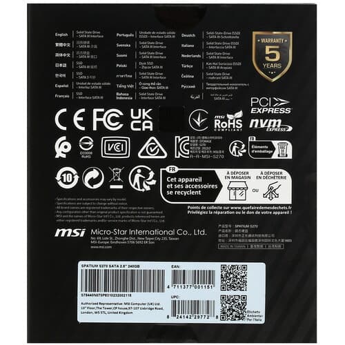 MSI 240 ГБ 2.5" SATA накопитель MSI SPATIUM S270 [S78-440N070-P83], фото 5