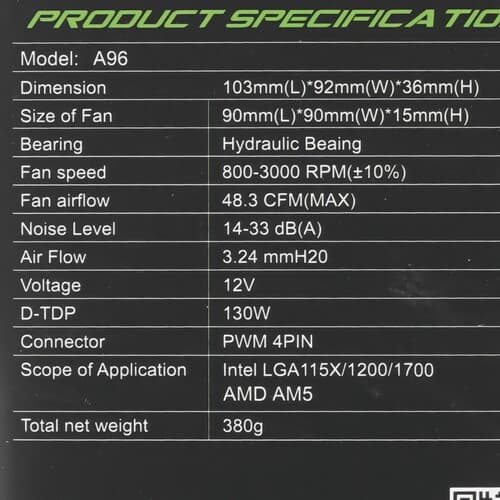 GameMax Кулер для процессора GameMax A96 [ГС-00008372] черный, фото 8