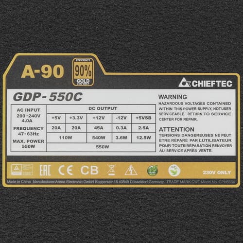 Блок питания Chieftec A-90 550W [GDP-550C] черный thumb 4